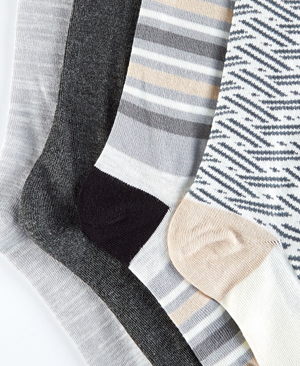 Alfani Printed Crew Socks 4 Pk. Grey Pack