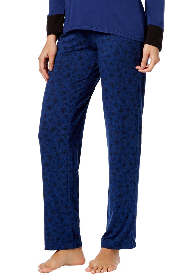 Alfani Printed Knit Lounge Pant in Looped Floral Navy