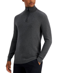 Alfani Quarter-zip Sweater Charcoal Hthr thumbnail 1