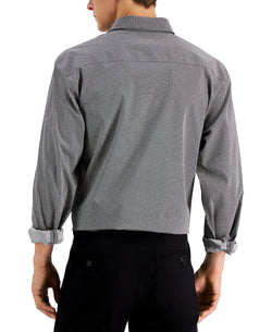 Alfani Regular Fit 2-way Stretch Dress Shirt Black White thumbnail 2