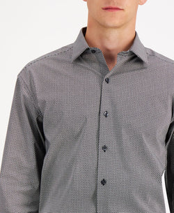 Alfani Regular Fit 2-way Stretch Dress Shirt Black White thumbnail 3