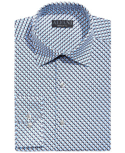 Alfani Regular Fit 2-way Stretch Performance Dress Shirt Grey Lt Blue thumbnail 1