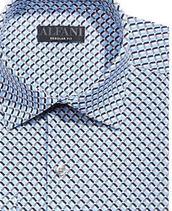 Alfani Regular Fit 2-way Stretch Performance Dress Shirt Grey Lt Blue thumbnail 2