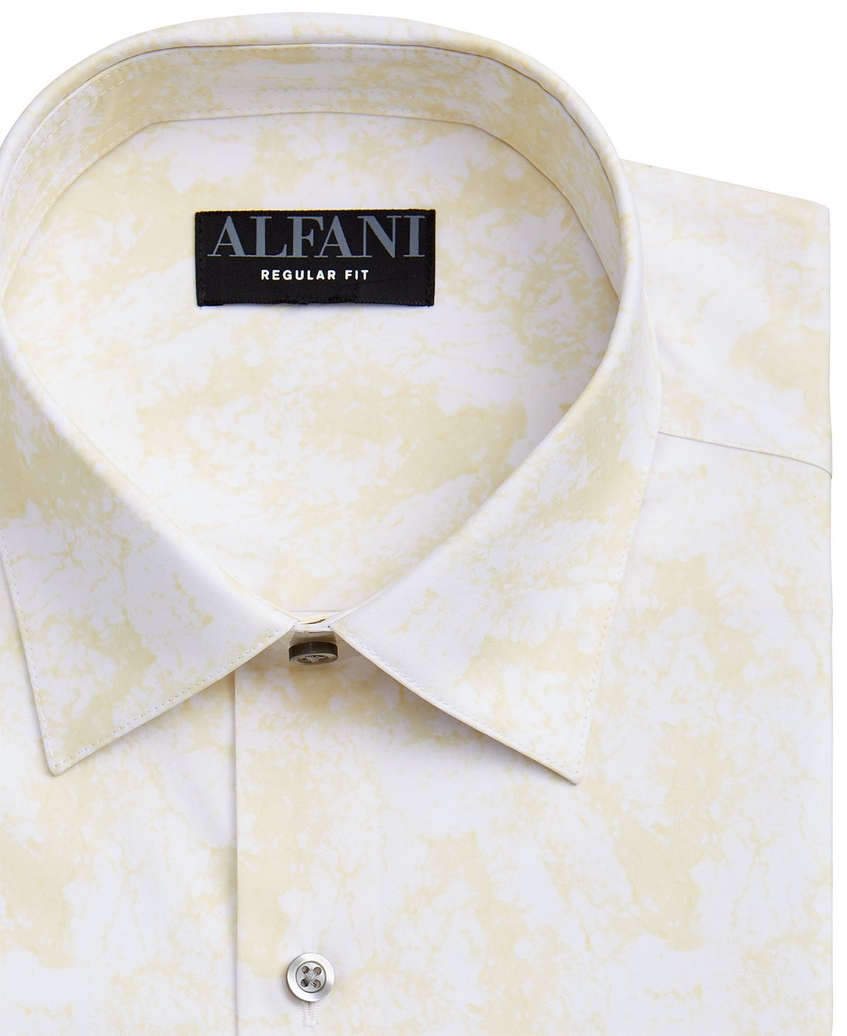 Alfani Regular Fit 2-way Stretch Performance Dress Shirt White Yellow