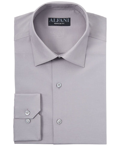 Alfani Regular Fit Solid Dress Shirt Silver Filigree
