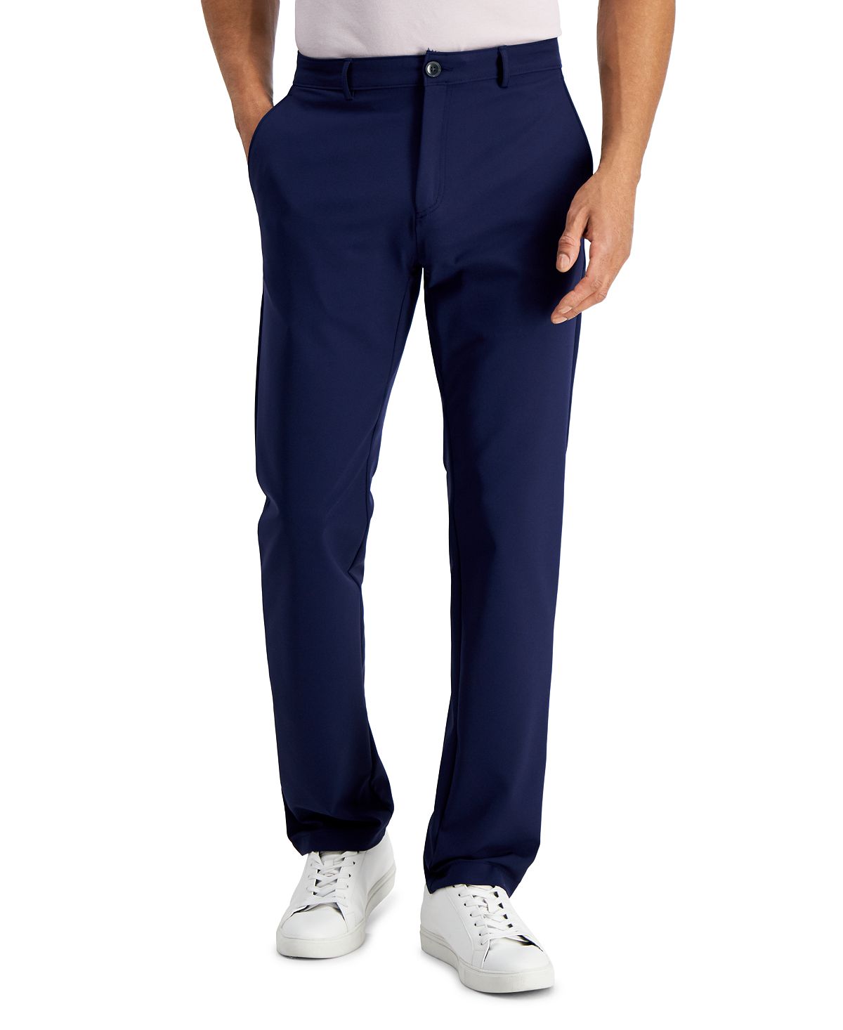 Alfani Regular-fit Solid Tech Pants Navy Blue
