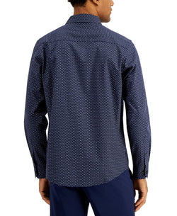 Alfani Regular-fit Stretch Geo-print Shirt Navy Blue Cbo thumbnail 2