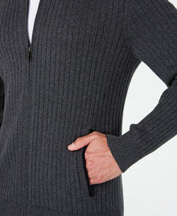 Alfani Ribbed Full-zip Sweater Classic Fit Charcoal Heather thumbnail 2