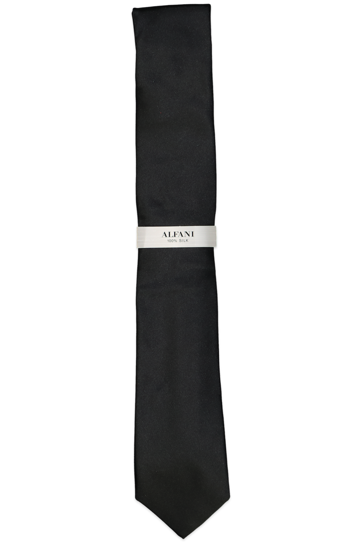 Alfani Satin Solid Slim Silk Tie Black