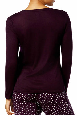 Alfani Scoop Neck Long Sleeve Lounge Top in Dark Fig thumbnail 3