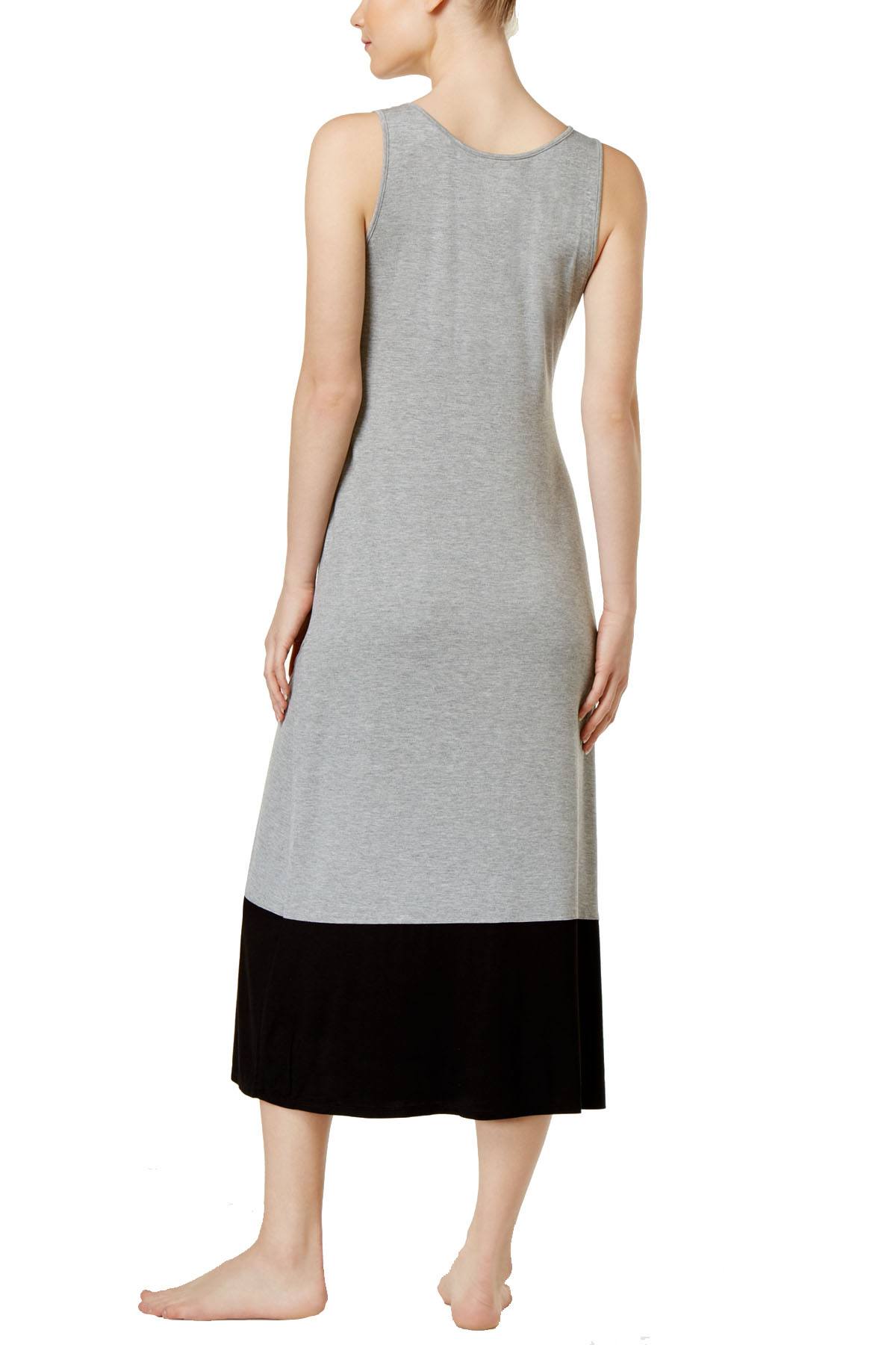 Alfani Sleeveless Colorblocked Knit Nightgown in Grey Heather