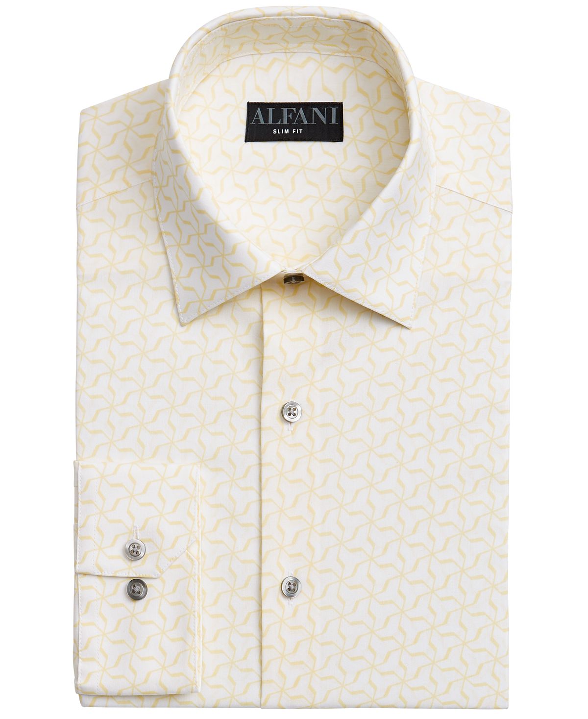 Alfani Slim Fit 2-way Stretch Performance Dress Shirt Yellow White