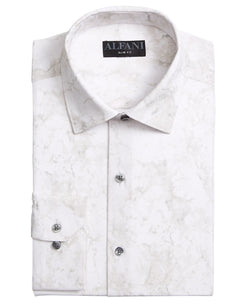 Alfani Slim Fit 4-way Stretch Dress Shirt White Grey thumbnail 1
