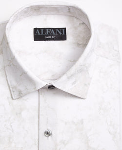 Alfani Slim Fit 4-way Stretch Dress Shirt White Grey thumbnail 2