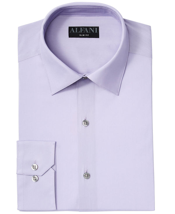Alfani Slim-fit Performance Stretch Solid Dress Shirt Lavender
