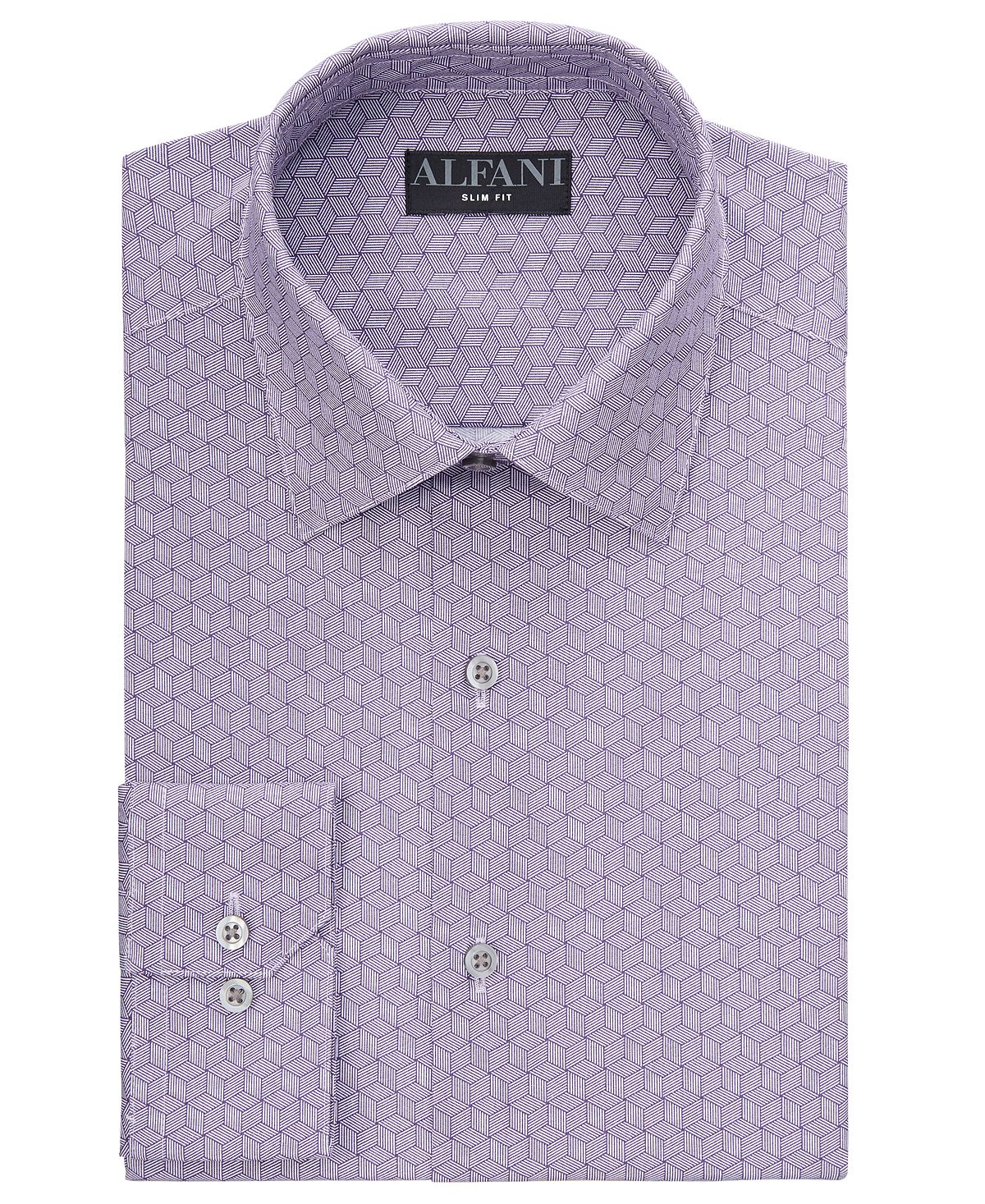 Alfani Slim-fit Performance Stretch Striped Box Dress Shirt Purple White