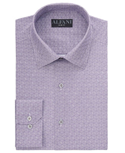 Alfani Slim-fit Performance Stretch Striped Box Dress Shirt Purple White thumbnail 1