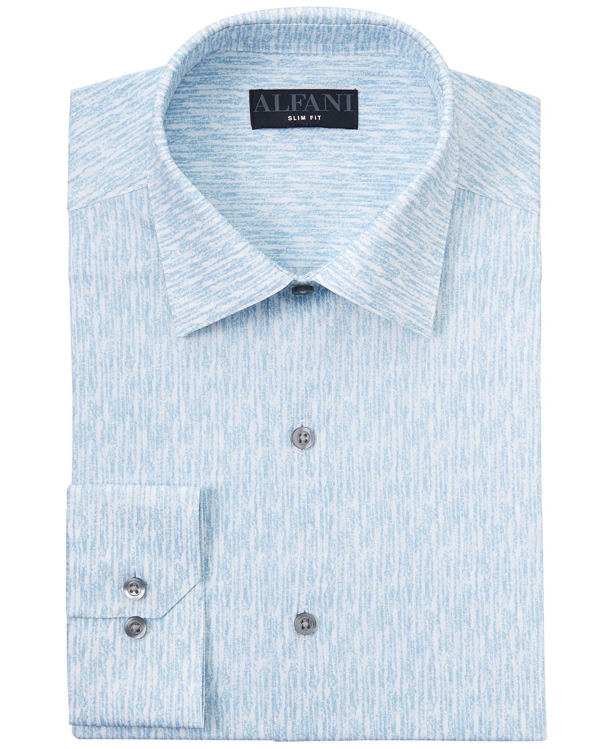 Alfani Slim-fit Performance Stretch Texture-print Dress Shirt Lt Blue White