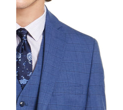 Alfani Slim-fit Stretch Medium Blue Plaid Suit Jacket Blue thumbnail 3