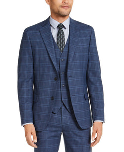 Alfani Slim-fit Stretch Navy Blue Plaid Suit Jacket Navy thumbnail 1