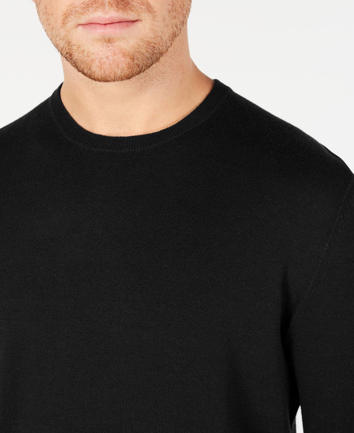 Alfani Solid Crewneck Sweater Deep Black