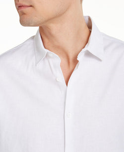 Alfani Solid Linen Blend Shirt Bright White thumbnail 3