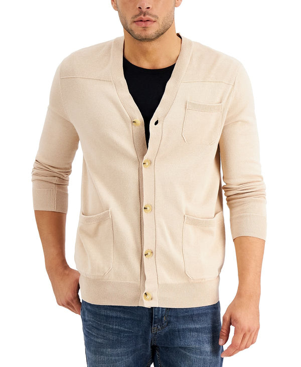 Alfani Solid Pocket Cardigan Sugar Beige