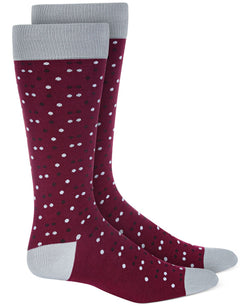 Alfani Striped Dress Socks Burgundy Dot thumbnail 1