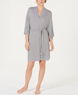 Alfani Striped Knit Kimono Robe Bare Stripe White thumbnail 1