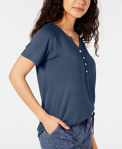 Alfani Super Soft Henley Pajama T-shirt Night Sea thumbnail 3