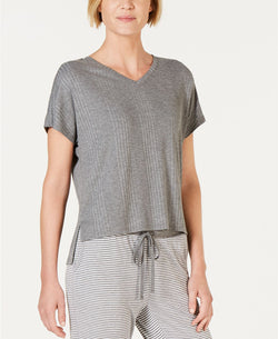 Alfani Super Soft Ribbed Top in Pewter Heather thumbnail 2