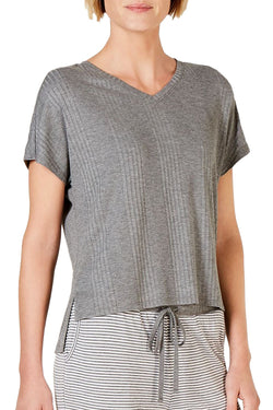 Alfani Super Soft Ribbed Top in Pewter Heather thumbnail 1