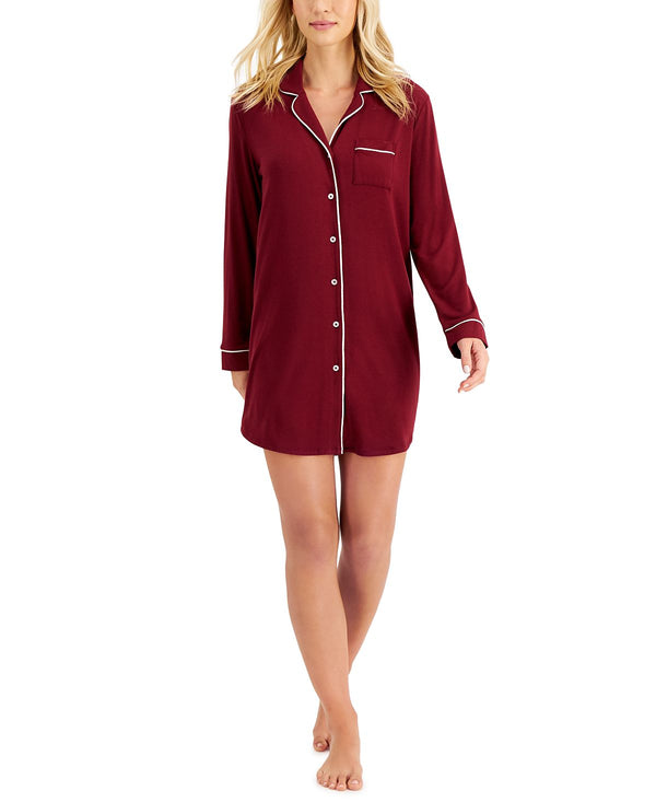 Alfani Super-soft Modal Basic Sleep Shirt Garnet Stone