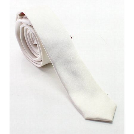 Alfani Ties Vanilla Satin Solid Skinny Men's Silk Woven Necktie White