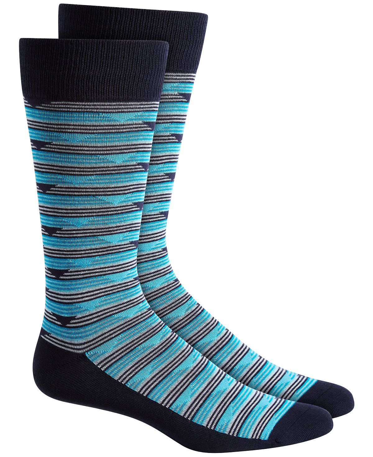 Alfani Triangle Stripe Socks Navy Aqua