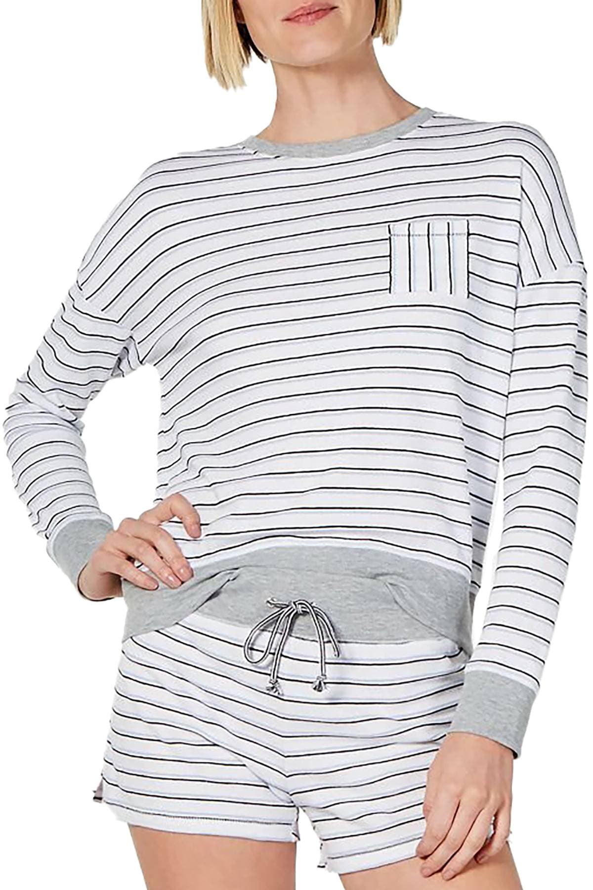 Alfani Ultra Soft Crewneck Top in Varsity Stripe White