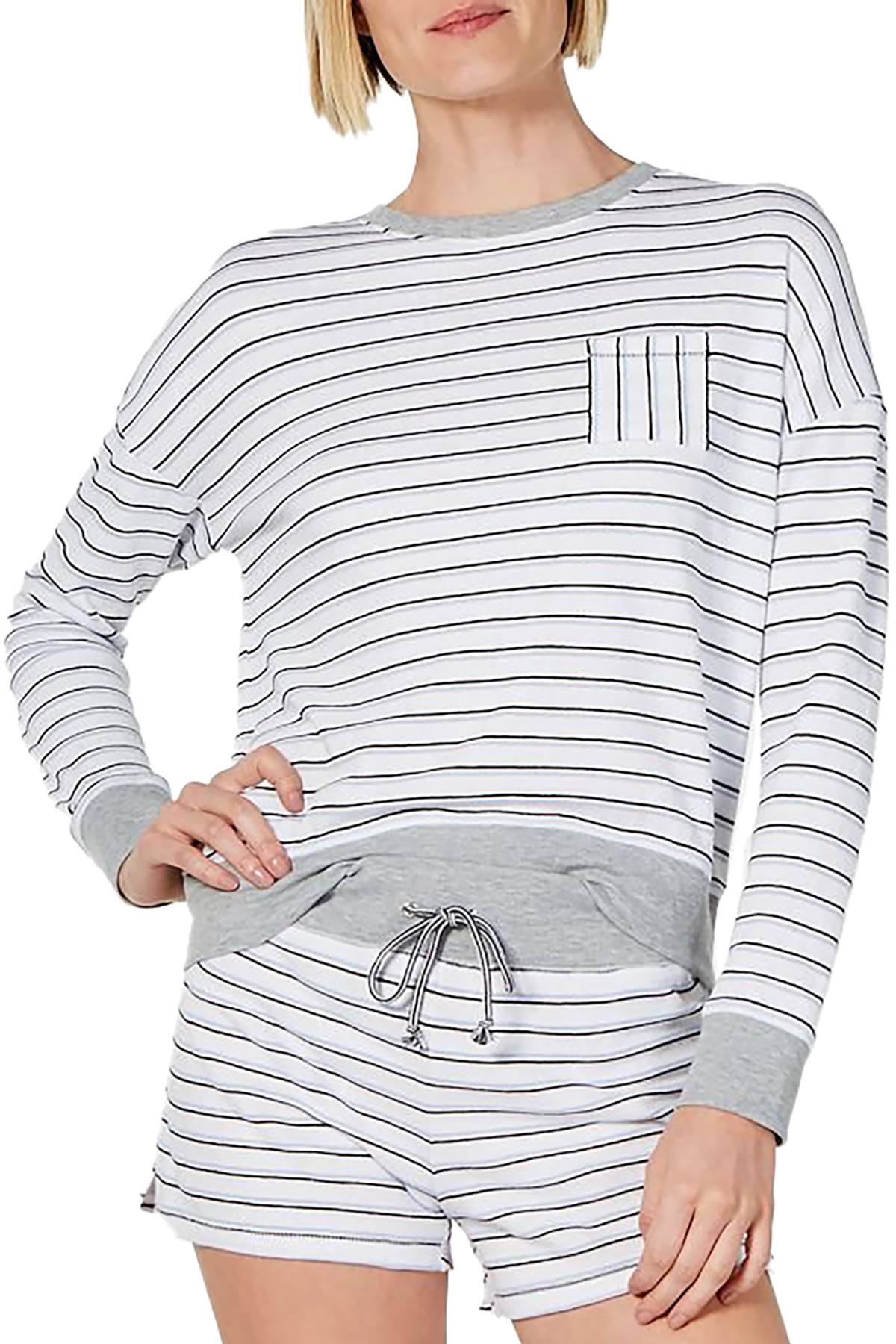 Alfani Ultra Soft Crewneck Top in Varsity Stripe White