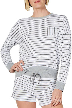 Alfani Ultra Soft Crewneck Top in Varsity Stripe White thumbnail 1