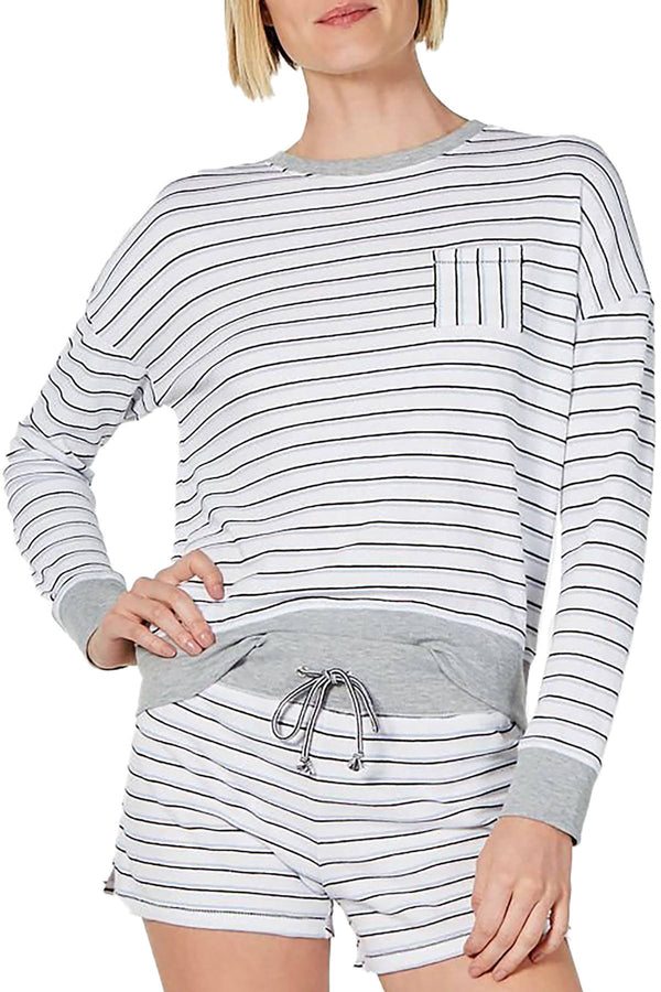 Alfani Ultra Soft Crewneck Top in Varsity Stripe White