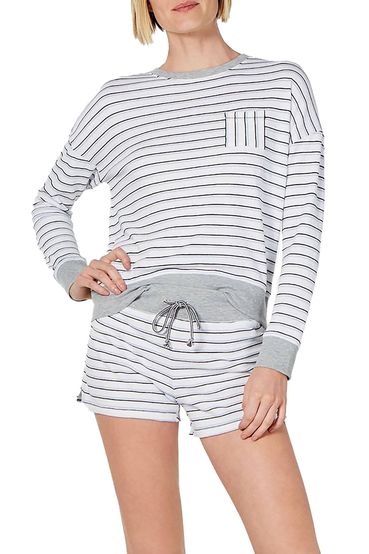 Alfani Ultra Soft Crewneck Top in Varsity Stripe White
