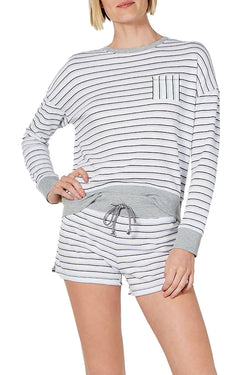 Alfani Ultra Soft Crewneck Top in Varsity Stripe White thumbnail 2