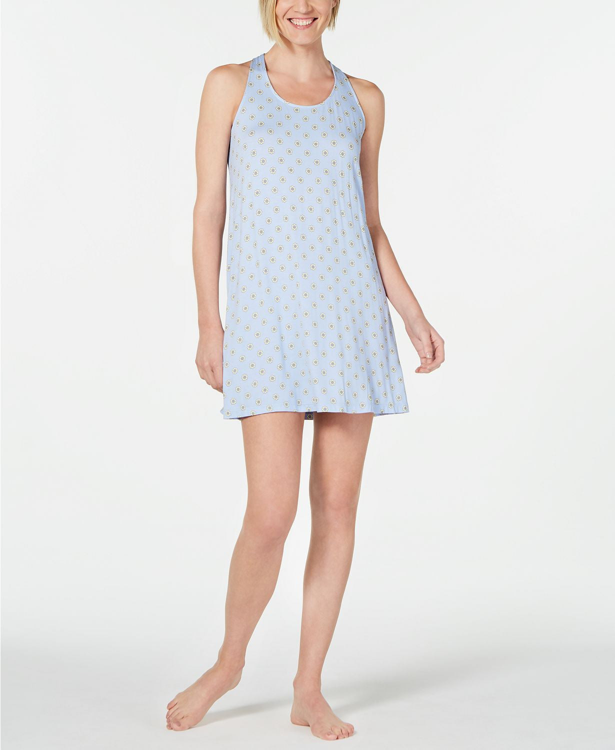 Alfani Ultra Soft Keyhole Printed Chemise in Stamped Daisy