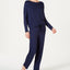 Alfani Ultra Soft Long Sleeve Top And Pant Set in Ink Blue