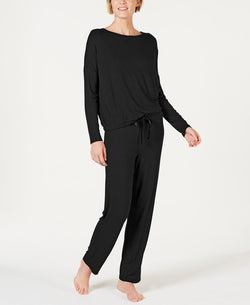 Alfani Ultra Soft Long-sleeve Top And Pant Set Classic Black thumbnail 1
