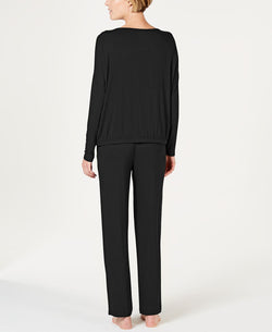 Alfani Ultra Soft Long-sleeve Top And Pant Set Classic Black thumbnail 2