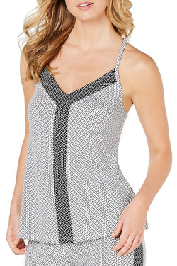 Alfani Ultra Soft Positive/Negative Printed Top in Diamond Geometric White thumbnail 1