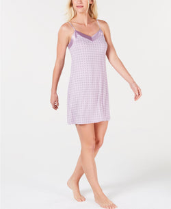 Alfani Ultra Soft Satin Trim Knit Chemise in Lavender Jewel thumbnail 2