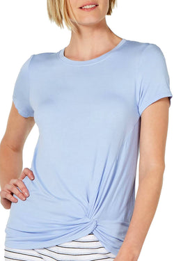 Alfani Ultra Soft Twist Front Pajama Top in Stained Glass Blue thumbnail 1