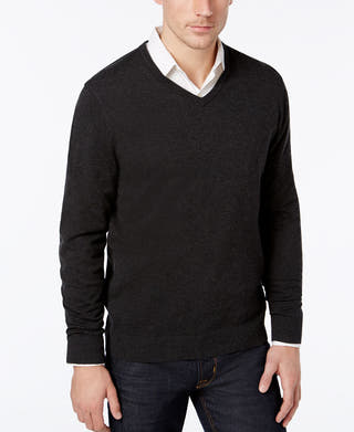 Alfani V-neck Sweater Black Ice Heather