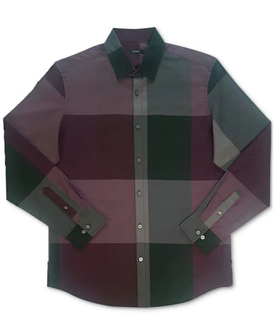 Alfani Woven Plaid Shirt Port